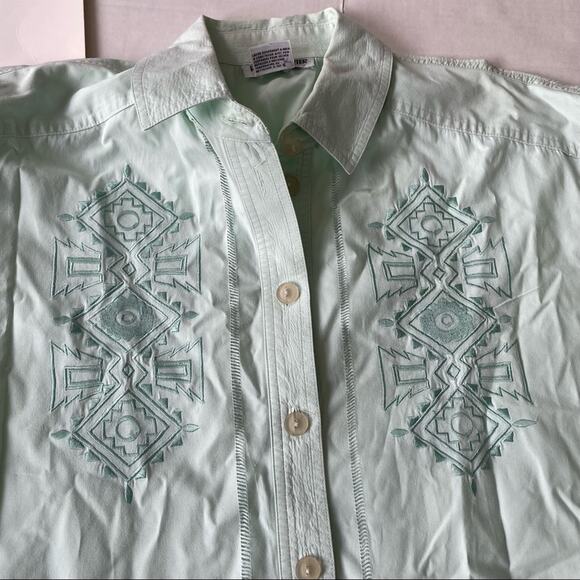 Vintage 1990s Regina Porter Button Down Southwest Embroidered Boho Mint 1X GUC - Picture 15 of 16